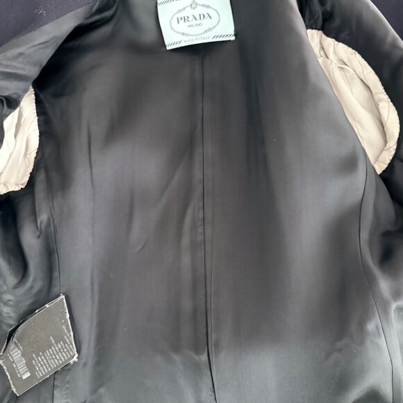 PRADA DOUBLE BREASTED NAVY WOOL BLAZER - SIZE IT 38 - Picture 2 of 12